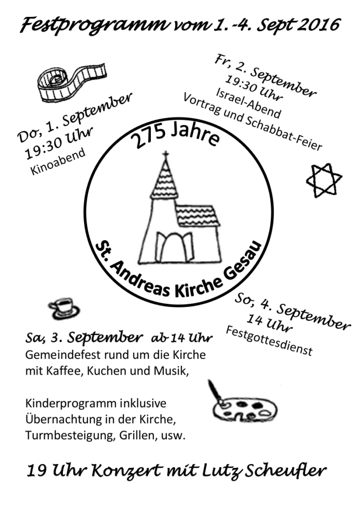 Festprogramm 275 Jahre St. Andreas Kirche Gesau